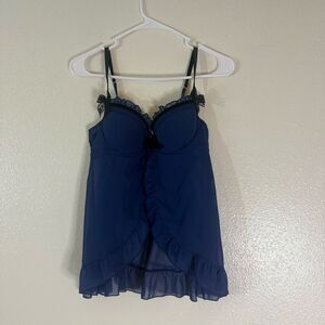 Victoria's Secret sexy little things  Navy Lingerie with Black Bow 34B